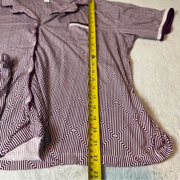 DKNY Women's XL Button Up Collared Shirt and Drawstring Shorts Pajama Set Violet - Picture 9 of 12